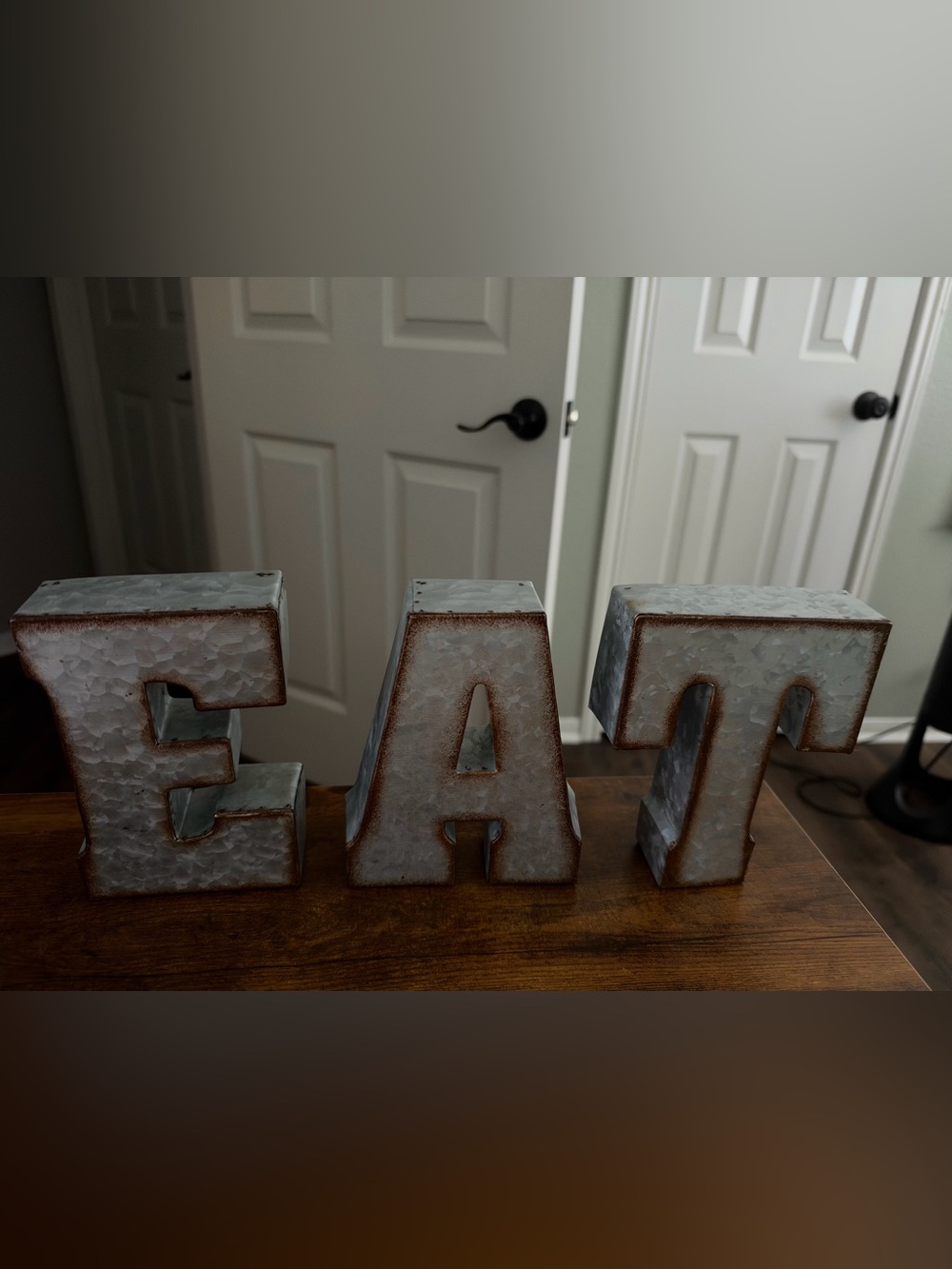 Galvanized Metal 'EAT' Tabletop Letters - Gray small